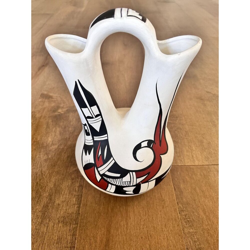 Vintage Mexican Pueblo Wedding Vase 12 inches Possibly R. Galvan Unsigned